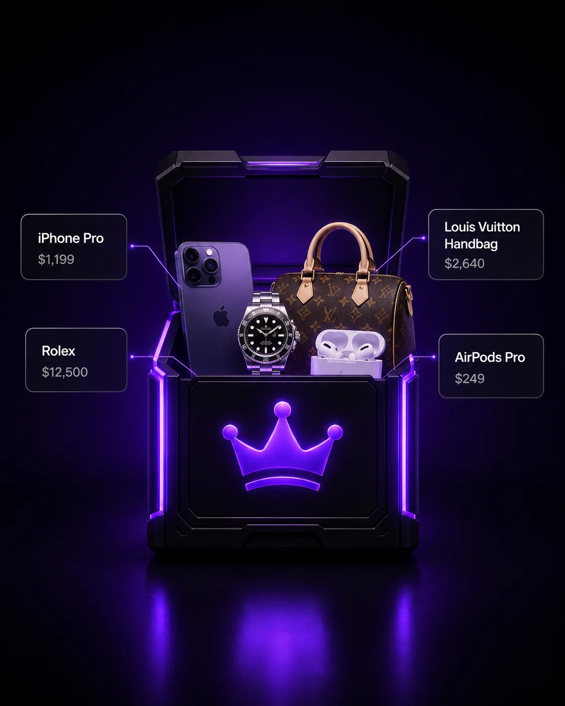 KRUNA box opened, revealing the prizes